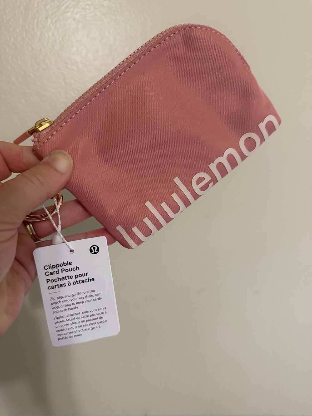 lululemon athletica Dusty Rose Clippable Card Pouch